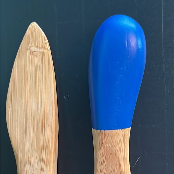 bamboo spreads/server set of 4 with painted handles- NWOT - Picture 6 of 10